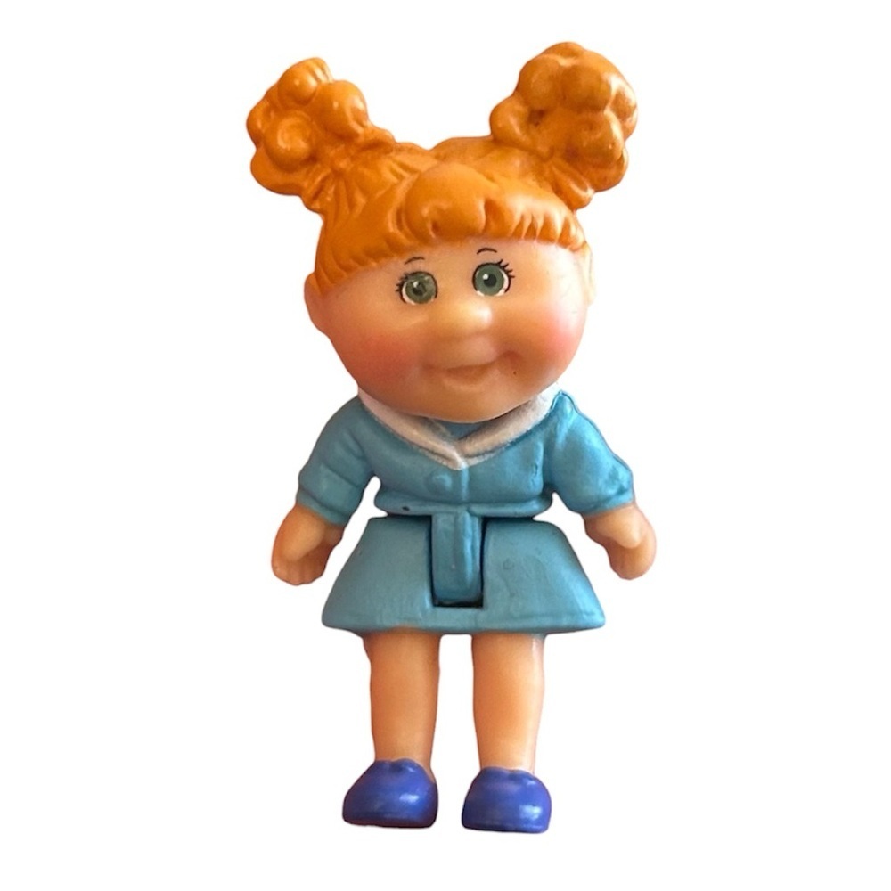 2017 Cabbage Patch Kids Little Sprouts Mini Figure Blonde Pigtails Blue Dress 1”